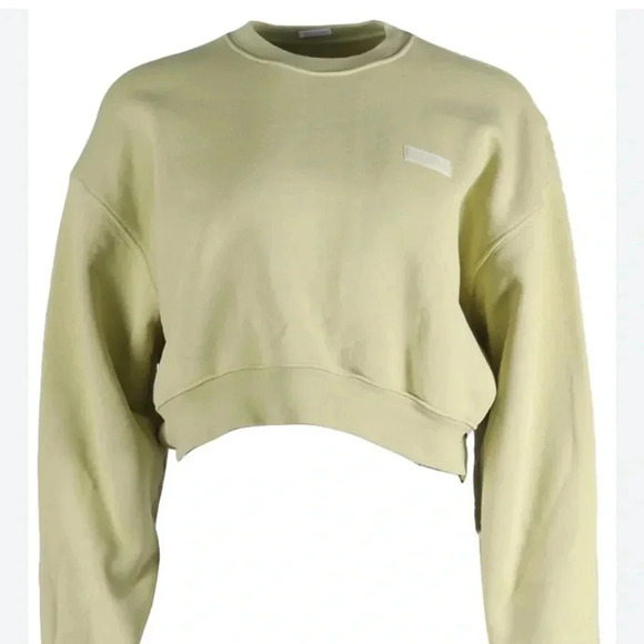 SET ACTIVE Womens Heavyweight Cropped Crewneck Sweatshirt Green Sz M Outdoor - Picture 2 of 9